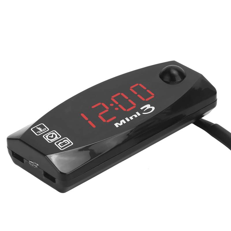 12V Motorradinstrument LED Digitale Anzeige Elektronischer Takt -Thermometer -Voltmeter mit IP67 Wasserdicht, Niedriger und Hoher Druckwarnfunktion für 12 -V -Motorräder von Tomvorks