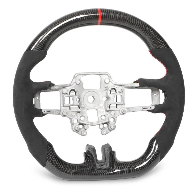 Lenkrad, Kohlefaser-D-Type-Rennlenkrad mit Flacher Unterseite und Roten Wildledernähten für EcoBoost GT Shelby GT350R 2018–2022 von Tomvorks