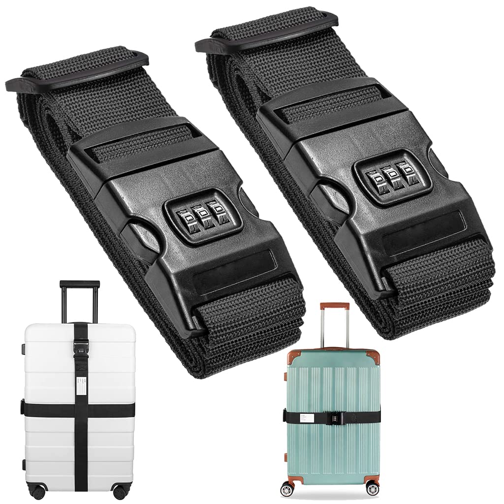 2 Stück Koffergurte, Koffergurt mit Zahlenschloss, Verstellbare Kofferband Gurt mit Namensschild, Luggage Strap Geeignet für 20-32 Zoll Reise Koffer 2 Stück Koffergurte, Koffergurt mit Zahlenschloss, Verstellbare Kofferband Gurt mit Namensschild, Luggage Strap Geeignet für 20-32 Zoll Reise Koffer von Tongboke