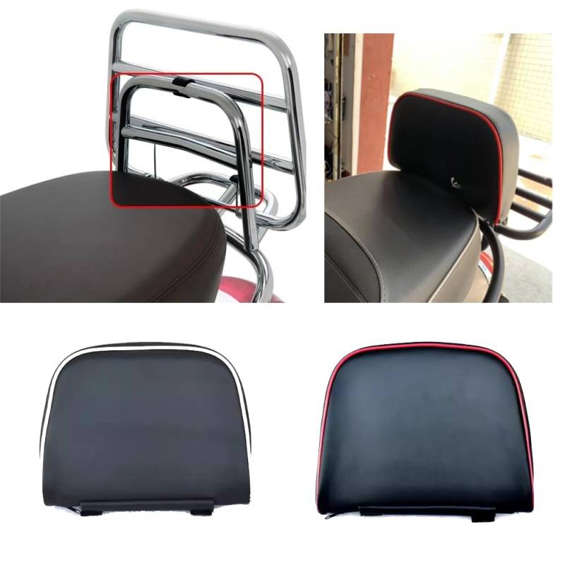 Tongyaoyao Gepäckträger Beifahrer Rückenlehne Kissen für Motorrad, kompatibel mit Vespa GTS GTV 300 GTS300 Primavera Sprint 150, Rückenlehne Kissen Pad (Rot) von Tongyaoyao