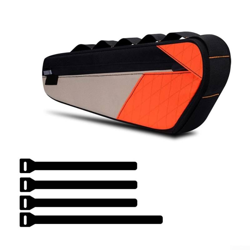 ToolsEvery Fahrrad-Dreieck-Rahmentasche, wasserdichte Fahrradrahmentasche, Gurt-On-Satteltasche, Aufbewahrungsschlauchtaschen, für MTB, Rennräder (orange) von ToolsEvery