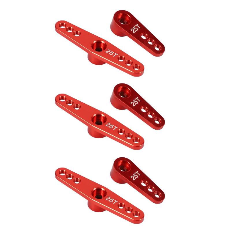 Toolvvik 6x 25T Aluminium RC Servo Arm Horn für Futaba Savox Xcore HD RC Elektrowerkzeuge, Rot von Toolvvik