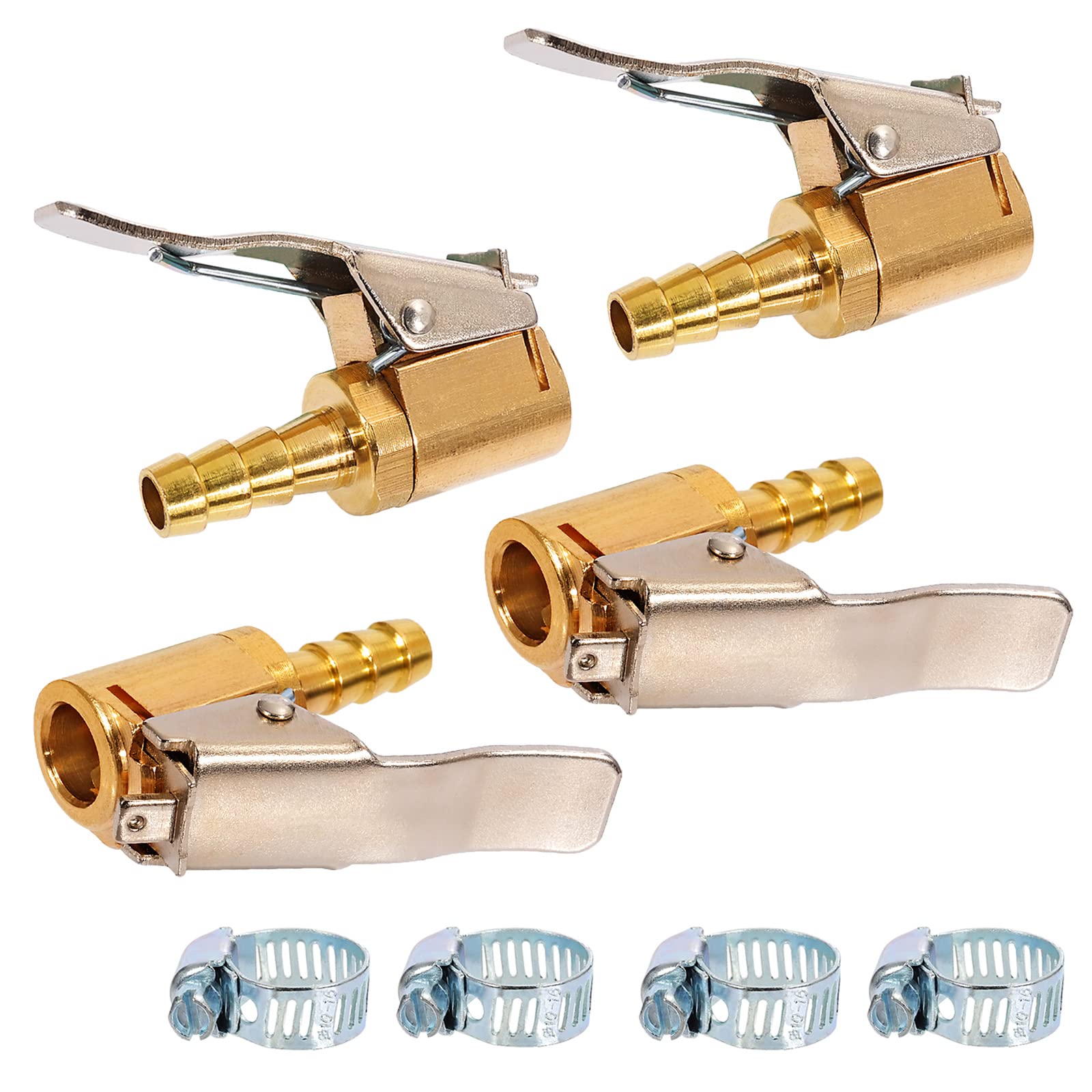 Toolwiz 4 Stück 6mm Autoventil 1/4" NPT Hebelstecker Air Chuck Ventilstecker Messing Reifenfüllnippel Ventilaufsatz Befestigungsclip Düsenadapter für alle Reifenventile mit Ventilgewinde von Toolwiz