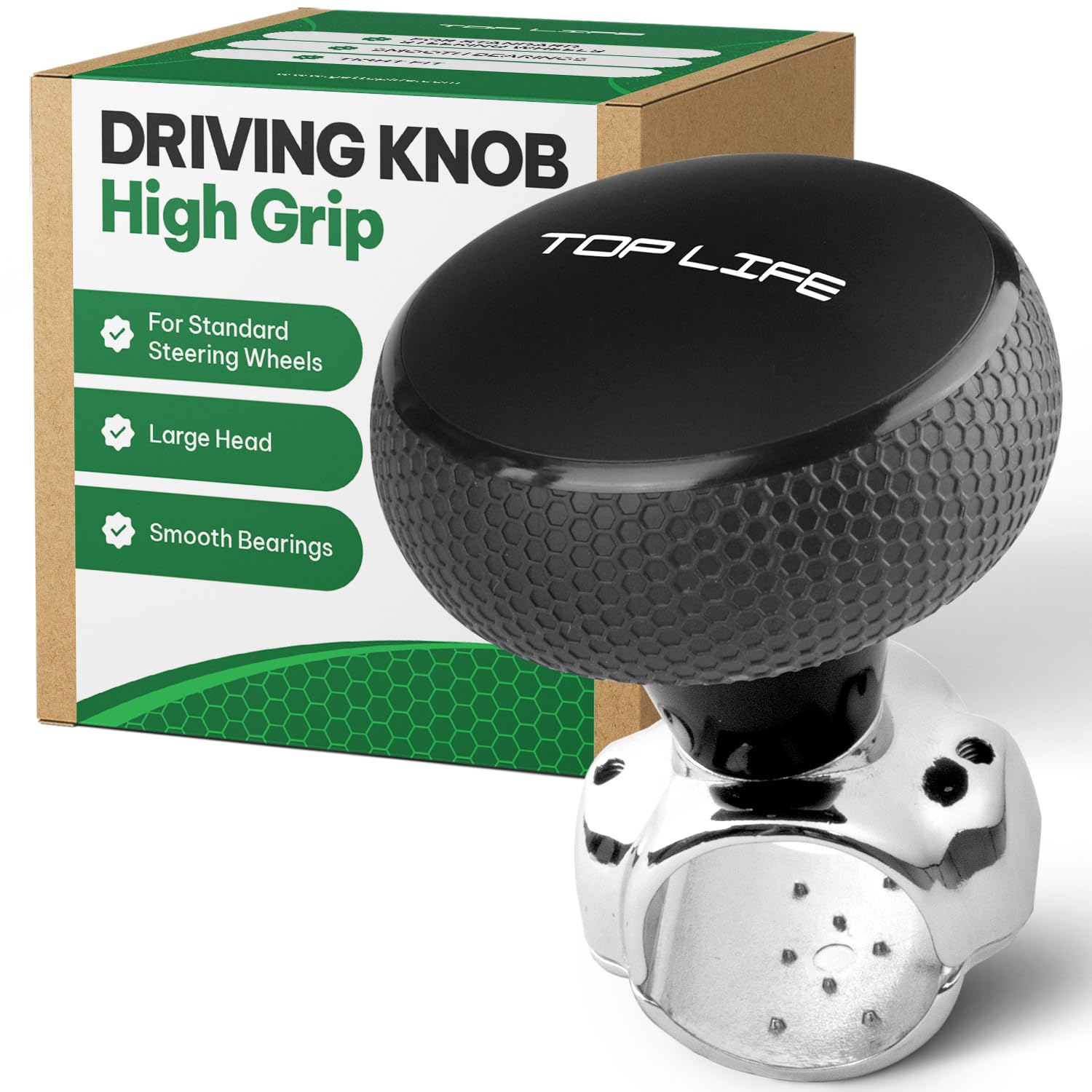 Lenkradknauf - Silikonbeschichtung für extra Grip - mit allen Lenkrädern kompatibel - leichtgängiger Brodie Suicide Spinner Knauf für Auto, Traktor, Mäher, Boot Lenkradknauf - Silikonbeschichtung für extra Grip - mit allen Lenkrädern kompatibel - leichtgängiger Brodie Suicide Spinner Knauf für Auto, Traktor, Mäher, Boot von Top Life