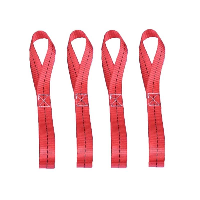 1" x 15.7" Zurrschlaufen Tie-Down Straps Weiche Schlaufen Spanngurte, Doppelschlaufen Gurtschlaufen für Auto Motorrad Camping Klettern, 800KG Arbeitslast pro Gurt - Rot von TopHomer