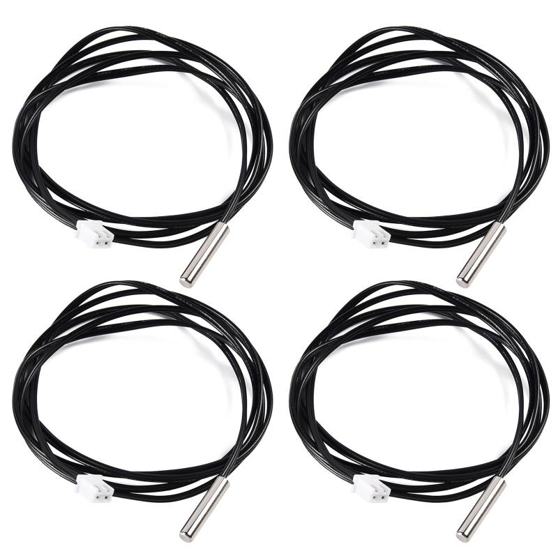 4Stück 10k Temperatursensorsonde, Thermistor Temperatursensorsonden, NTC Thermosensorsonde, Thermometer Verlängerungskabel, wasserdichte Sonde, Temperatursensor Präzisionstemperatursonde von TopHomer