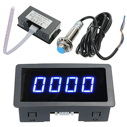 TopHomer Digital LED 4 Drehzahlmesser Drehzahlmesser + Hall-Sensor Näherungsschalter NPN 10-9999 RPM von TopHomer