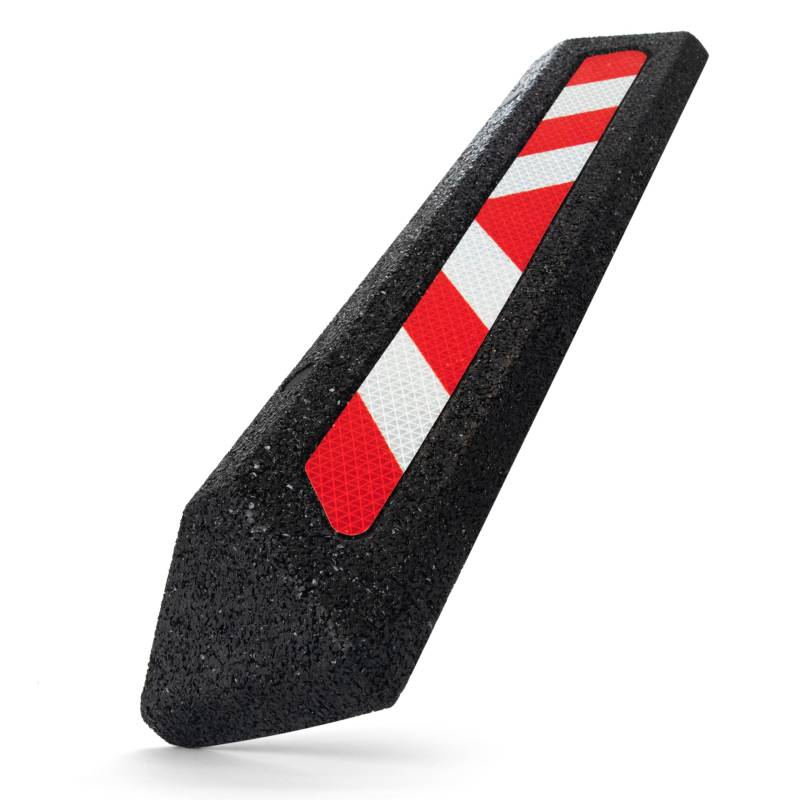 TopRubber® Radstopper in Schwarz, Reflektierend 570x140x75, zum Kleben von TopRubber