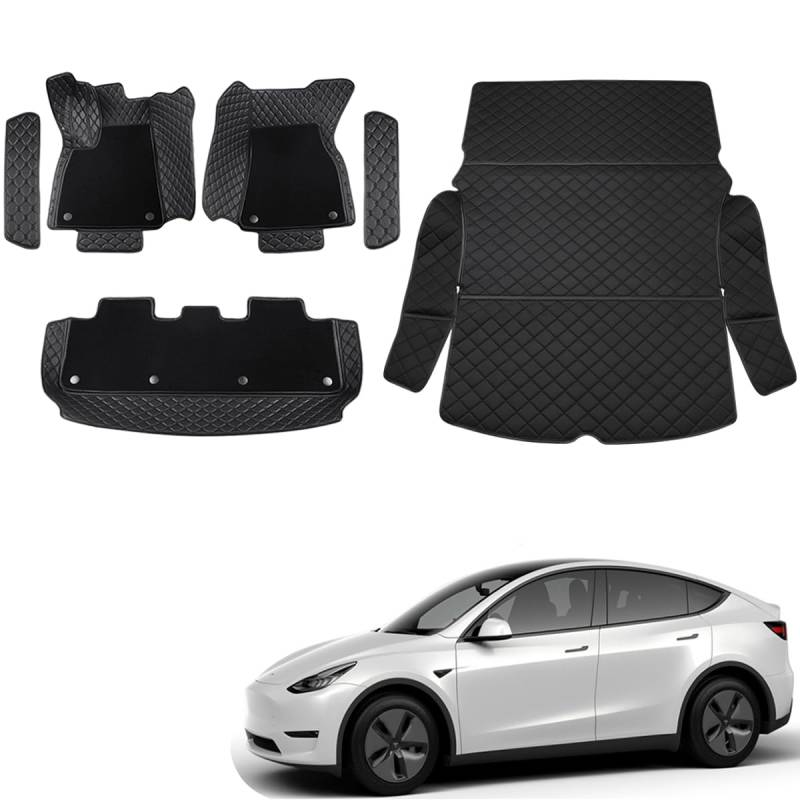 topfit für Tesla Model Y Fußmatten Tesla Model Y Kofferraummatte Allwetter Tesla Fußmatten Kofferraumwanne im Set Tesla Zubehör 2021-2025, 2 Set von Tesla Mattens von Topfit