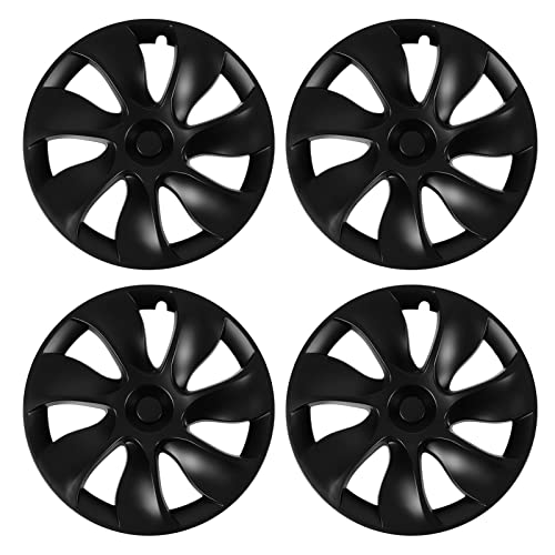 4 Pcs 19 Inch Wheel Hubcap, for Tesla Model Y Wheel Cover Hubcap Fully Wrap Rim Protector Trim High Strength for Tesla Model Y 2020 to 2023, Matte Black (Asymmetrical) von Topiky