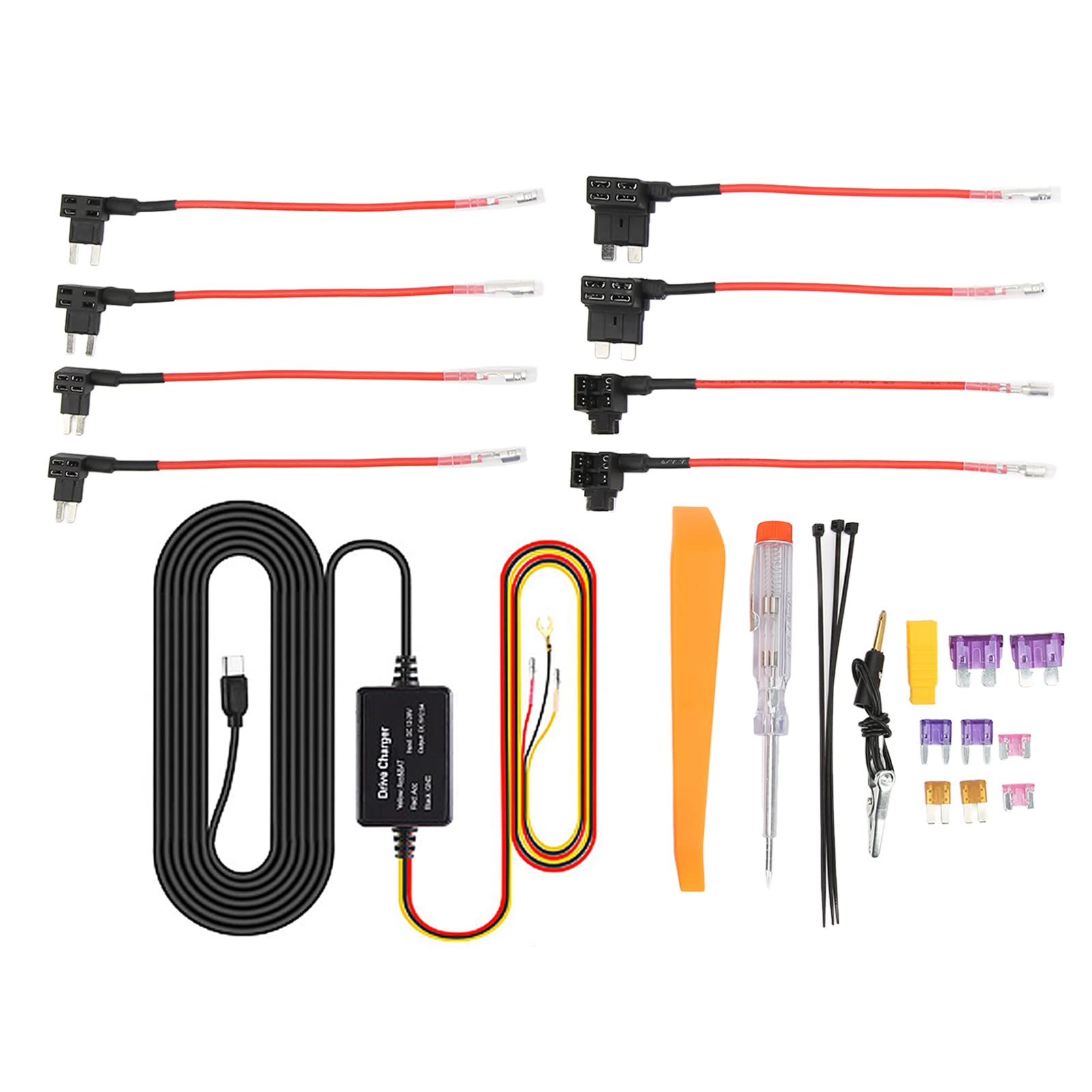 Dashcam-Hardwire-Kit, Mini-USB-Hardwire-Kit-Sicherung für Dashcam, 12V-28V Bis 5V-Hardwire-Kit mit Unterspannungsschutz, 11ft Dashcam-Ladegerät-Netzkabel (Type C) von Topiky