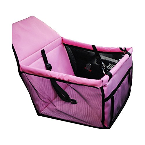Topker Folding Dog Car Tragetasche Durable Oxford Katze Welpen Haustier Autositz Träger Sicherheitsgurt Abdeckung rosa von Topker