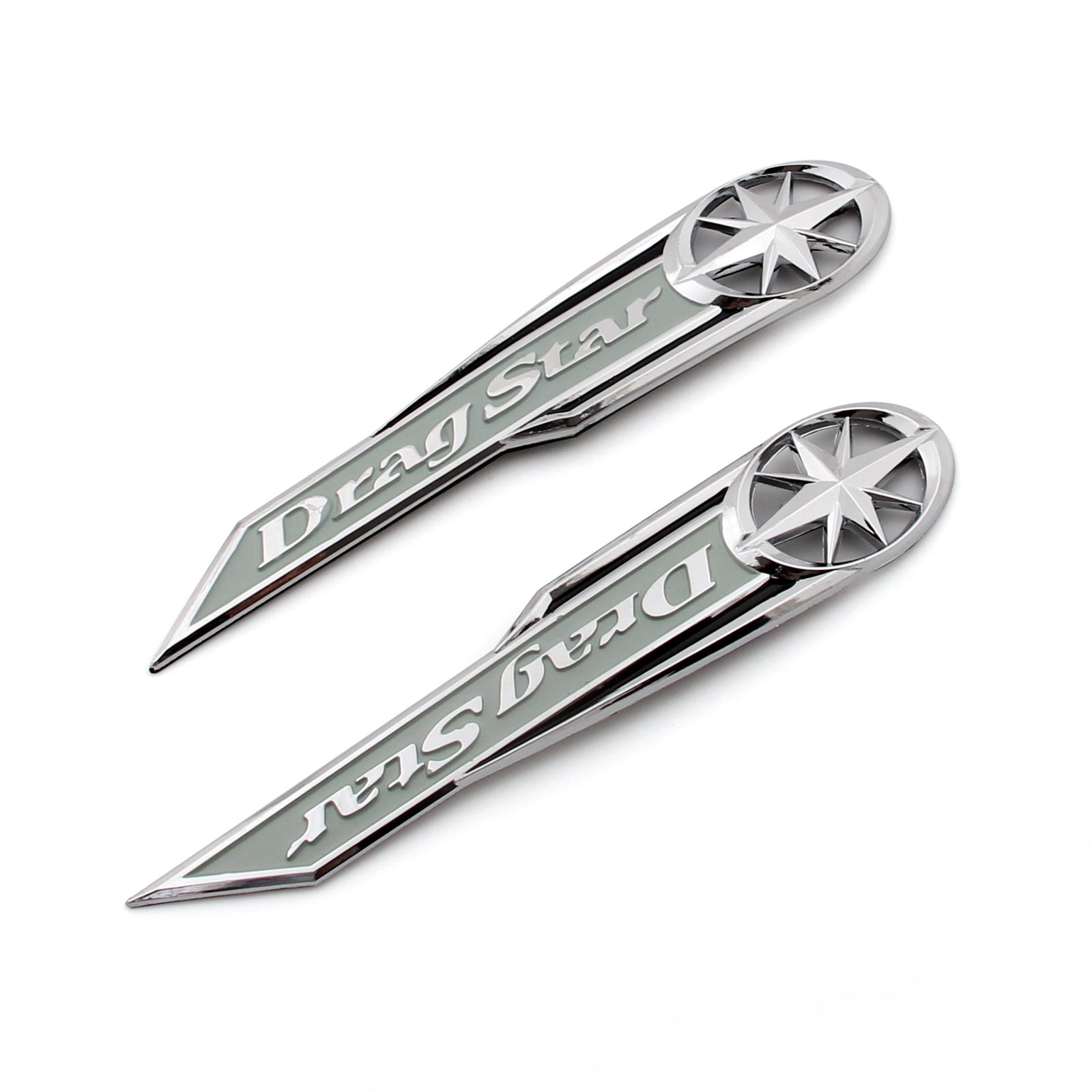 Topteng Motorrad-Gas-Behälter-Emblem-Abzeichen-Abziehbilder Chrome für Yamaha Drag Star Silber von Topteng