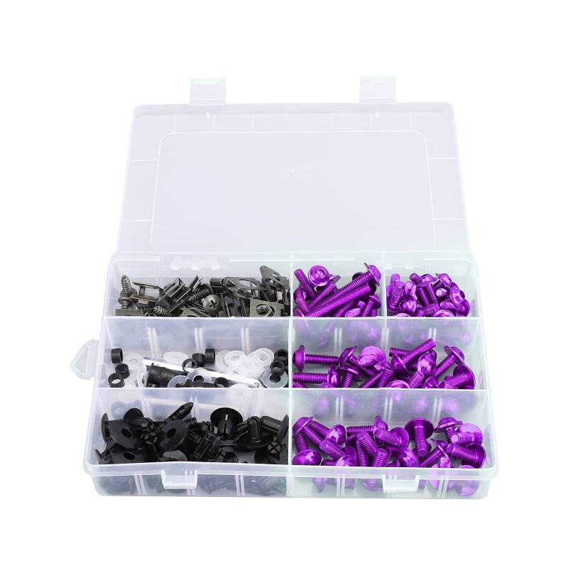 Topteng Verkleidungsschrauben Schrauben Kit passend für Yamaha YZF R6 R1 R25 R125 R3 T-MAX MT XJR, Lila von Topteng