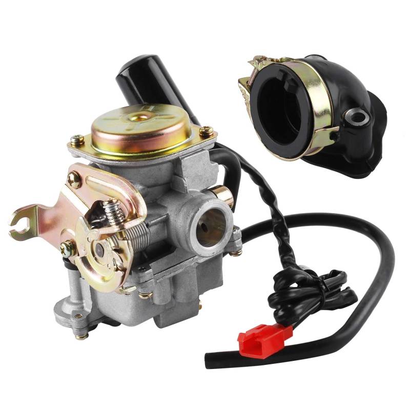 Wilktop Vergaser, 50cc Vergaser 18mm Ersatzvergaser mit Ansaugstutzen Passend für Rex RS 400 / RS 450 / RS 460 /GY6 50cc von Wilktop