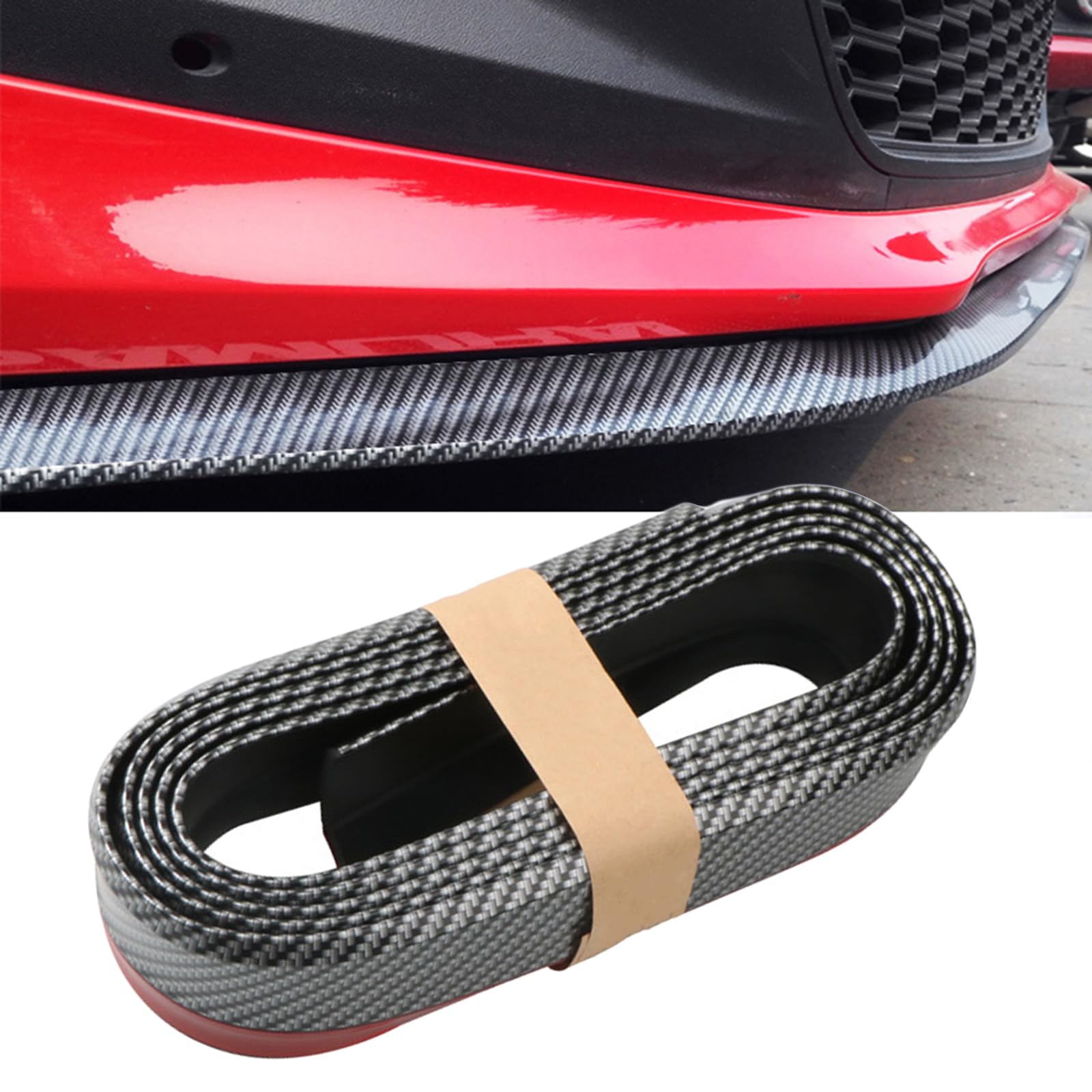 Auto Frontstoßstangenschutz selbstklebend Auto Splitter Körper Spoilerrock Gummi Stoßstangen Lippenverkleidung Spoiler 2,5 Meter(Kohlefaser schwarz) von Torcarvh