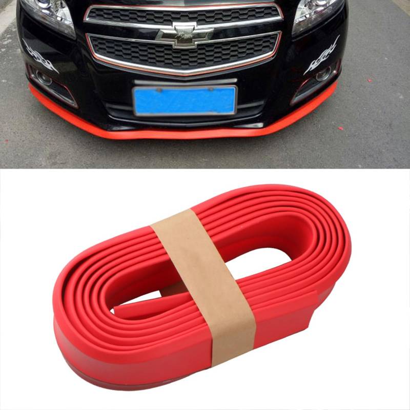 Auto Frontstoßstangenschutz selbstklebend Auto Splitter Körper Spoilerrock Gummi Stoßstangen Lippenverkleidung Spoiler 2,5 Meter(Reines Rot) von Torcarvh