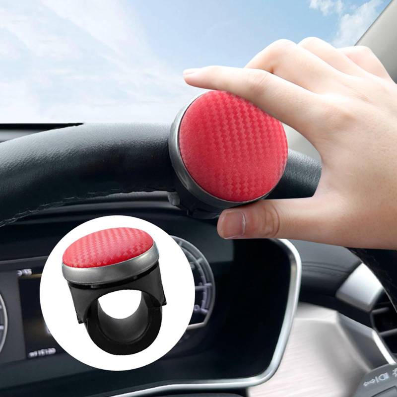 Torcarvh Lenkrad Drehknauf Auto-Lenkradknöpfe 360-Grad drehbarer Lenkhilfe-Kugelknauf Einhand-Lenkhilfe für einfaches Einhandlenken Drehkugel für Fahrzeuglenkräder (Rot) von Torcarvh