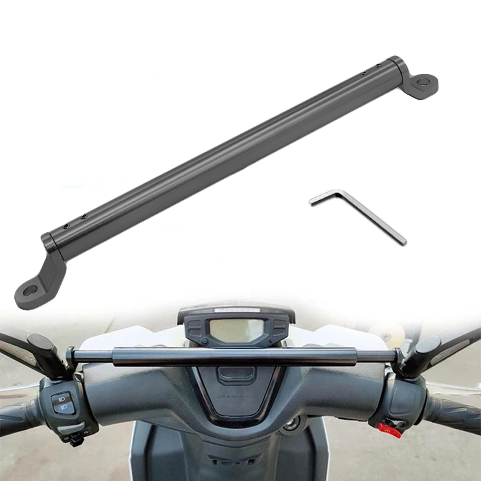 Torcarvh Motorrad Balance Stange Motorrad Lenker Motorrad Querstange aus Aluminiumlegierung mit Lenker 22 mm Durchmesser verstellbare Krafthebel Balance Lenker Querstange(Titanfarbe) von Torcarvh