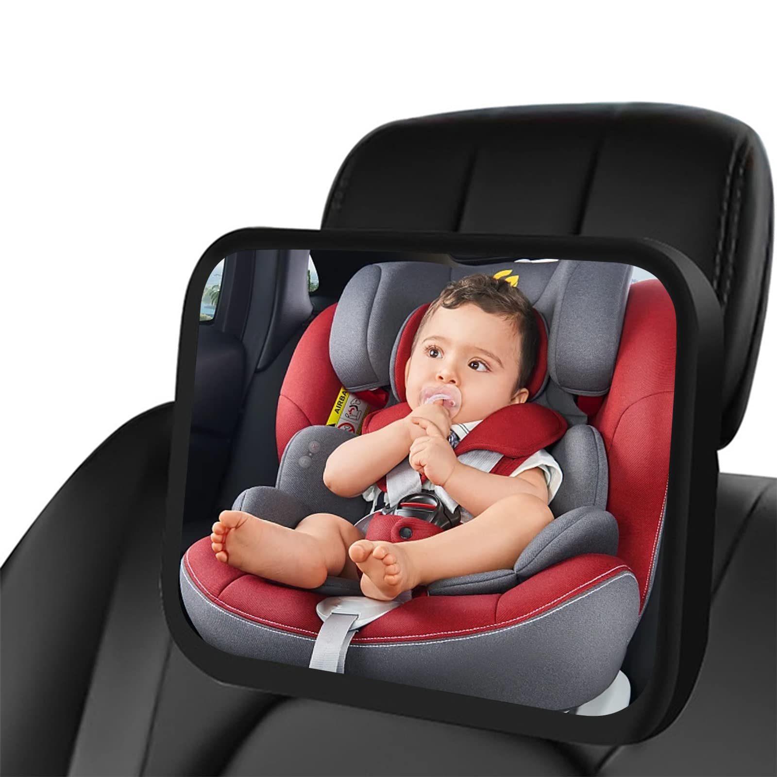 Torcarvh Rücksitzspiegel fürs Baby 360° Schwenkbar Auto-Rücksitzspiegel Baby Acrylmaterial Bruchsicher Anpassbarer Autospiegel für Baby Rücksitz(24.5x17.5CM/9.65x6.89 inch) von Torcarvh