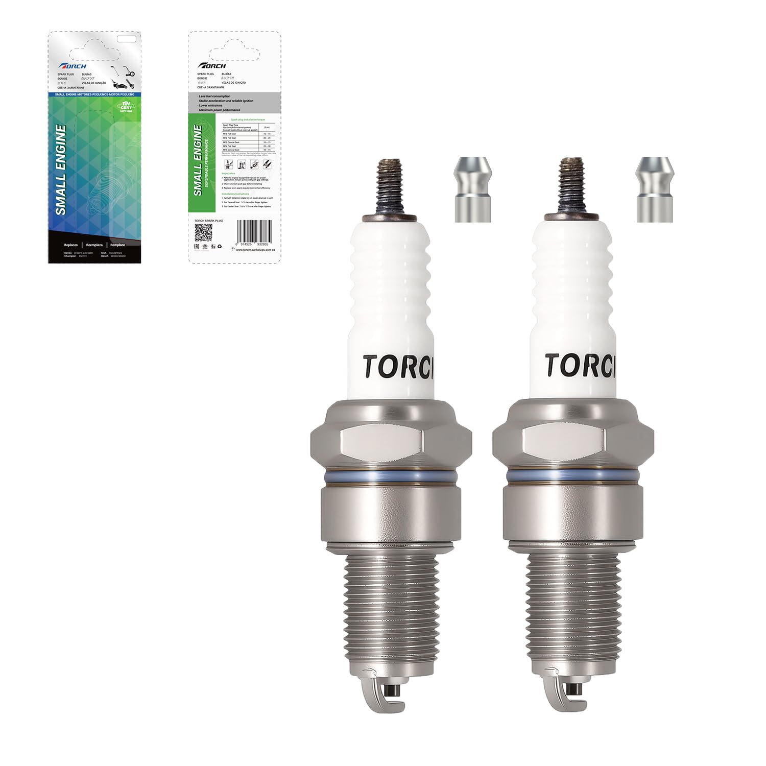 TORCH 2stks F7RTC Zündkerze Ersetzen für NGK 5534/BPR7ES V-line-19 Zündkerze, für BOSCH 7992/WR5DC 4038/WR5DP Zündkerze, für Champion 332/RN7YC 415/RN9YC 818/RN2C, für W22EPR-U/3088, R41CXLS, OEM von Torch