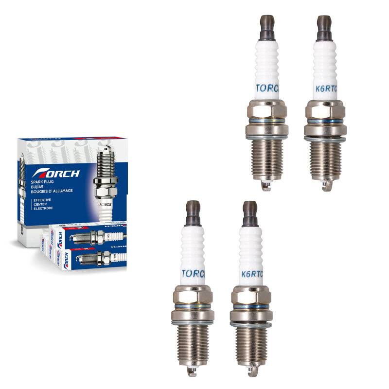 Torch 4pcs K6RTC Iridium Zündkerze für Motorrad, Zündkerzenmodelle: BKR5E-11 V-Line 33 BKR6E BKR6ES FR6E-D, K20PR-U, DR15YC, RC10YC, OEM von Torch