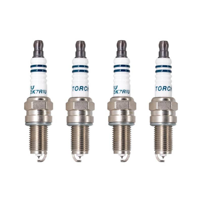 TORCH 4pcs DK7RIU Iridium Zündkerzen Ersetzen für NGK DCPR7E, für BOSCH YR7DC+ Zündkerze, für CHAMPION RA8HC/T04, für DENSO XU22EPR-U/3179/XU22EPR Zündkerze, OEM von Torch