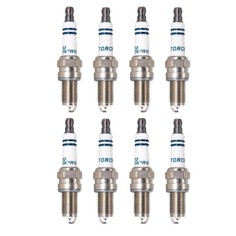 TORCH 8pcs DK7RIU Iridium Zündkerzen Ersetzen für NGK DCPR7E, für BOSCH YR7DC+ Zündkerze, für CHAMPION RA8HC/T04, für DENSO XU22EPR-U/3179/XU22EPR Zündkerze, OEM von Torch