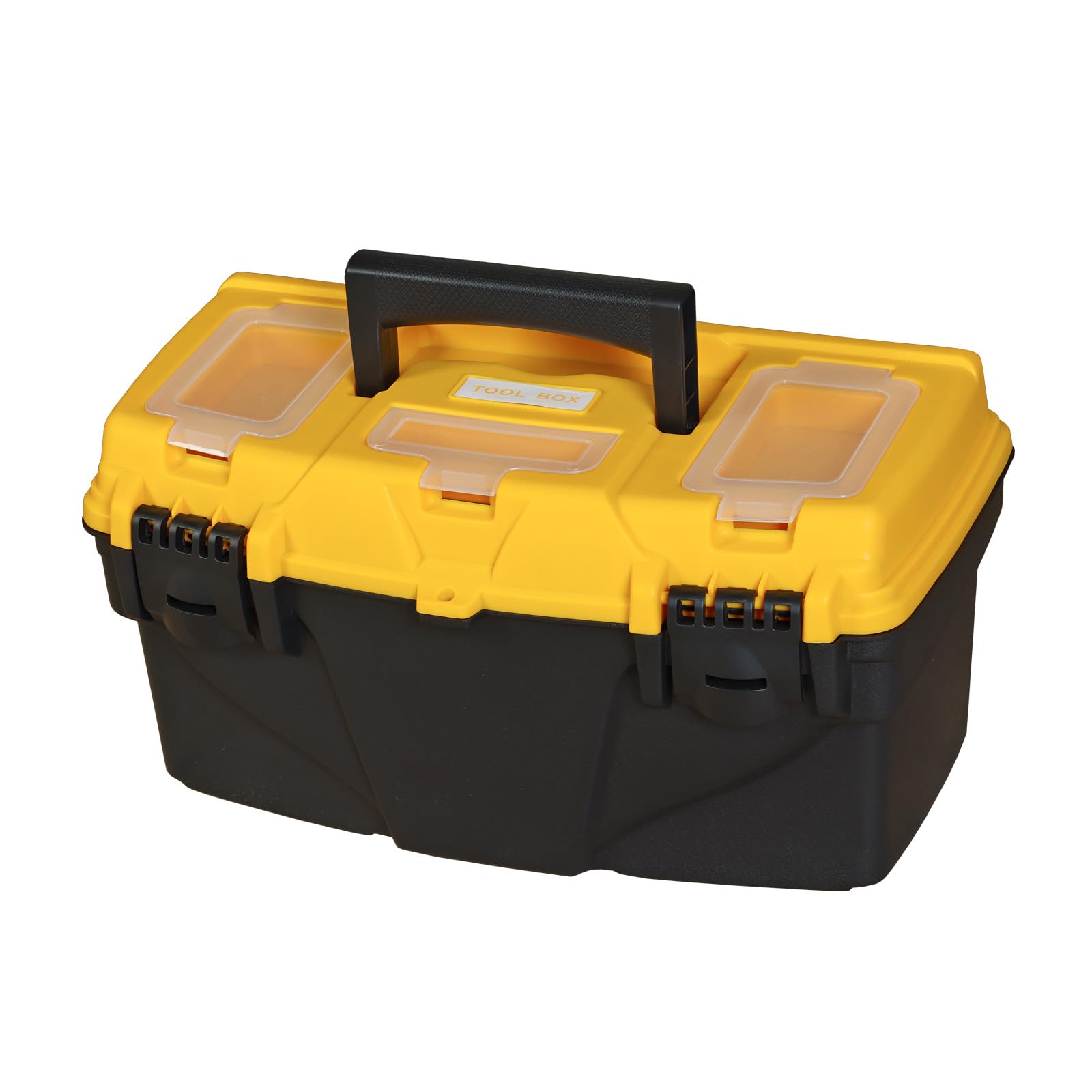 Torin Aufbewahrungsbox aus Kunststoff, 39,4 cm, mit herausnehmbarer Ablage, kleiner Werkzeugkasten-Organizer mit Schraubbox, Schwarz/Gelb ATRJH-3015T von Torin