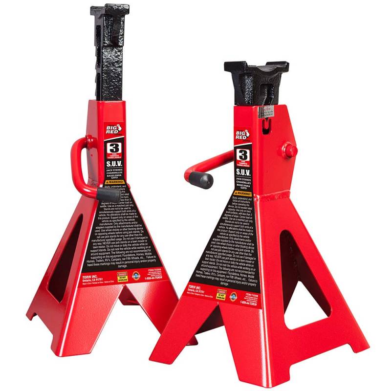 Big Red Torin Wagenheberständer aus Stahl (passend für: SUVs und Trucks mit erweiterter Höhe): 3 Tonnen (2,7 kg) Tragkraft, Rot, 1 Paar von Big Red