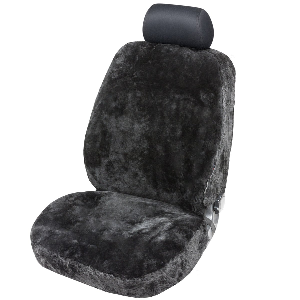 Torrex® Lammfell-Sitzbezug - kein Patchwork - Vollbezug mit allgemeiner Betriebserlaubnis (ABE) Universalgröße (Farbe Schwarz) von Torrex