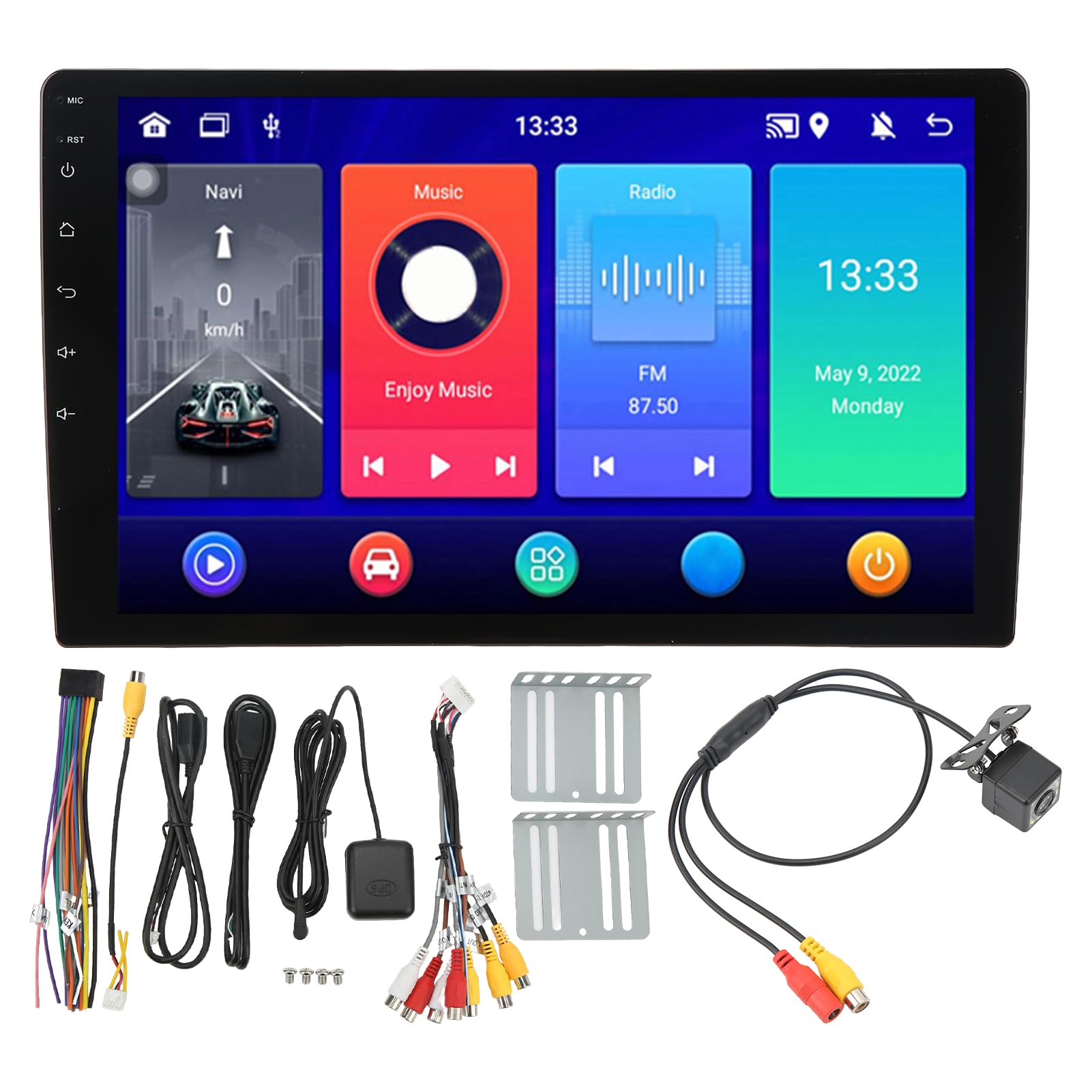 Torvex -Auto -Stereo, Android 12 GPS -Navigation 10.1in Touchscreen 1080p HD mit Offline -Karte, 4G 32G ROM, Mirror Link (Mit Kamera) von Torvex