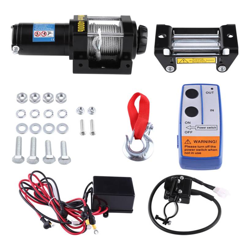 Torvex Electric Winch, 4000lb 12V Stahlkabel Pulling Winde kompatibel mit ATV UTV Quad -Anhänger, 15m Autolückgewinnung im Winchsystem von Torvex