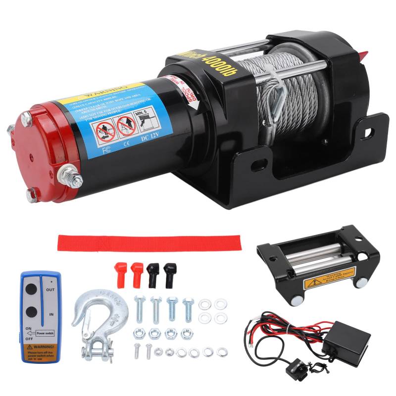 Torvex Electric Winch Kit, 12 -V -Schleppwinde mit Fernbedienung kompatibel mit ATV UTV Offroad, 4000 -lb -Winde -System mit 5,5 mm x 15 m Drahtseil von Torvex