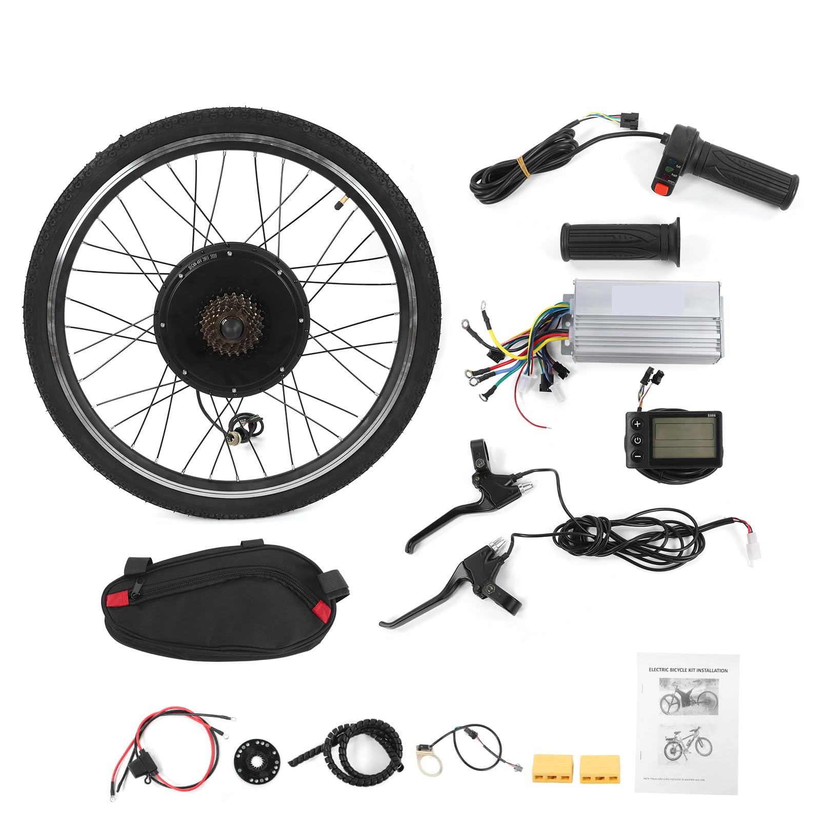 Torvex -Hub -Motor -Umwandlungs -Kit Hinterrad Elektrofahrrad Nylon Reifen LCD -Messgerät Bremshebel 26in (1000W) von Torvex
