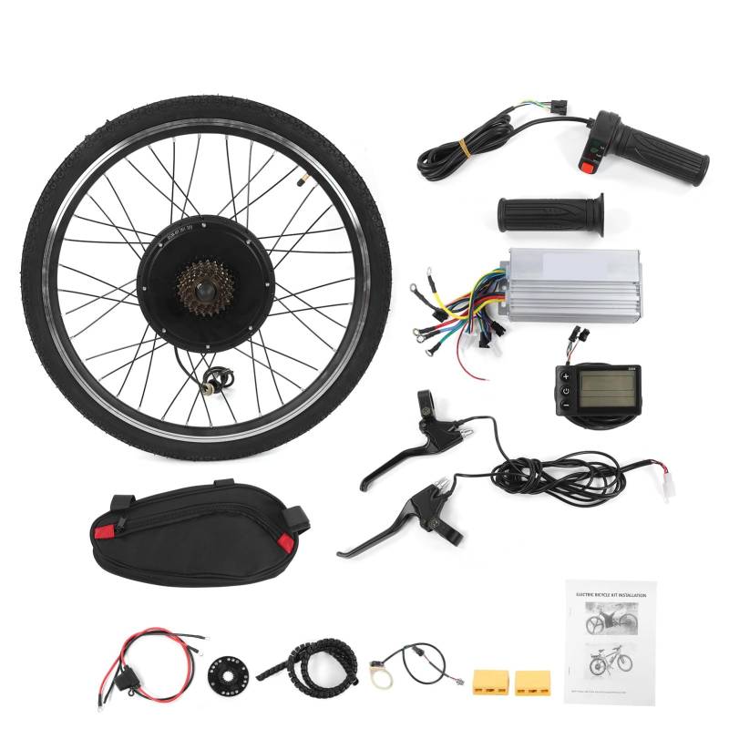 Torvex -Hub -Motor -Umwandlungs -Kit Hinterrad Elektrofahrrad Nylon Reifen LCD -Messgerät Bremshebel 26in (1000W) von Torvex
