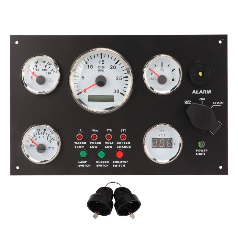 Torvex Motor Dash Instrumententafel, Digitalanzeige mit Motordrehzahl Öldruck Wassertemperaturspannung für Wohnmobile Boote (12V) von Torvex