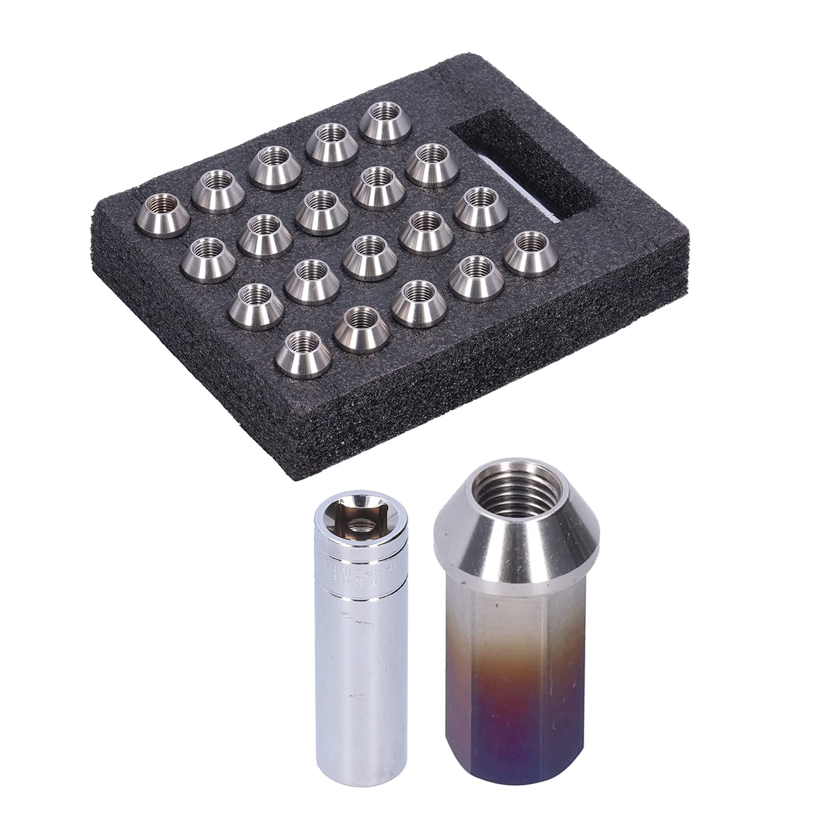 Torvex -Schäckermuttern, Radmutter -Set M12X1.5 Gewinde 1,8 Zoll kompatibel mit Automodifikation, T304 Edelstahlmuttern, Fahrzeugradbefestigungskit Kit (Blau verbrannt) von Torvex