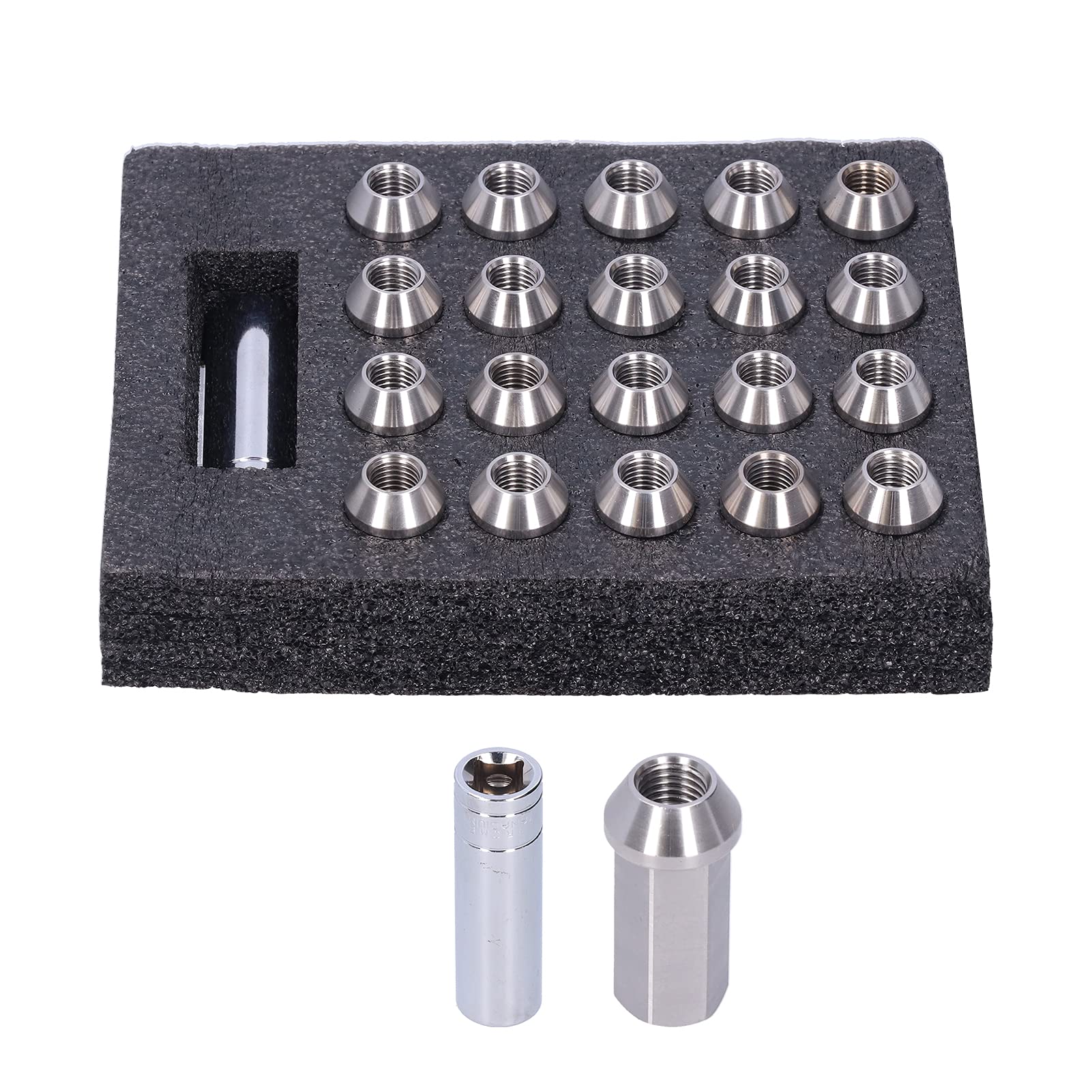 Torvex -Schäckermuttern, Radmutter -Set M12X1.5 Gewinde 1,8 Zoll kompatibel mit Automodifikation, T304 Edelstahlmuttern, Fahrzeugradbefestigungskit Kit (Silber) von Torvex