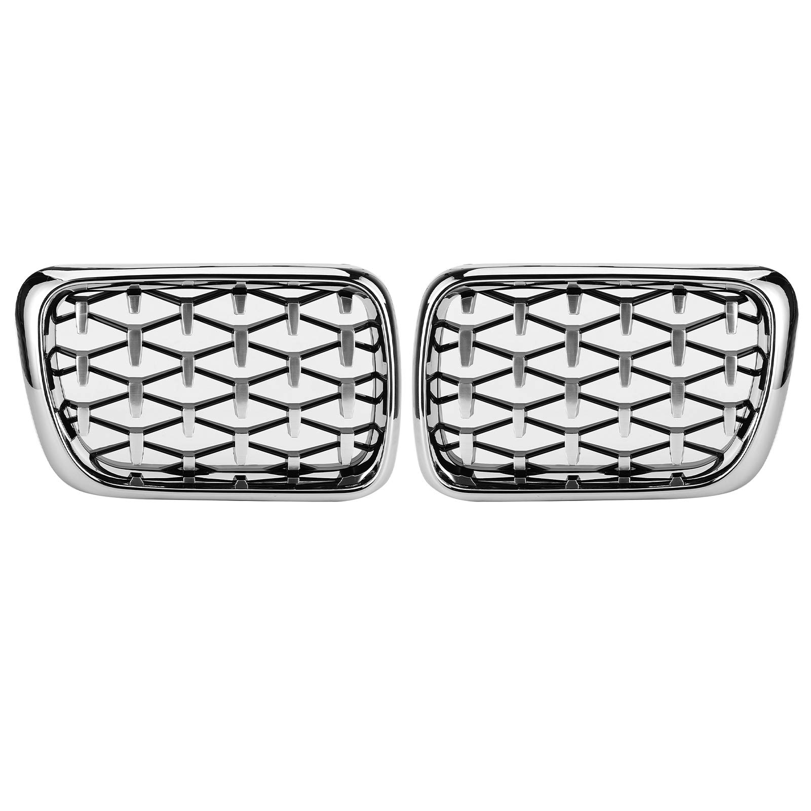 Torvex Stoßfänger Grilles, Motorhaube Nierengrill kompatibel mit 3er E36 M3 1997-1999, Front-Mesh-Kühlergrill-Set, Kühlerwartendrehung (Chrome) von Torvex
