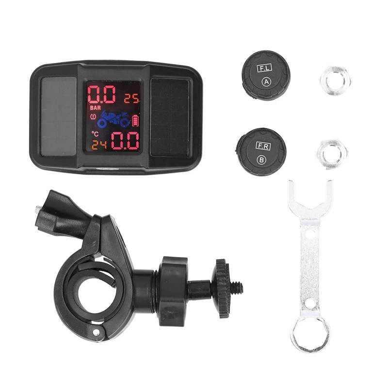 Torvex TPMS -Kit, Reifendruckmonitor USB -Ladung mit externen Sensoren IP67, Motorradreifensensorsystem, Solar Wireless Monitoring 2 Einheiten von Torvex