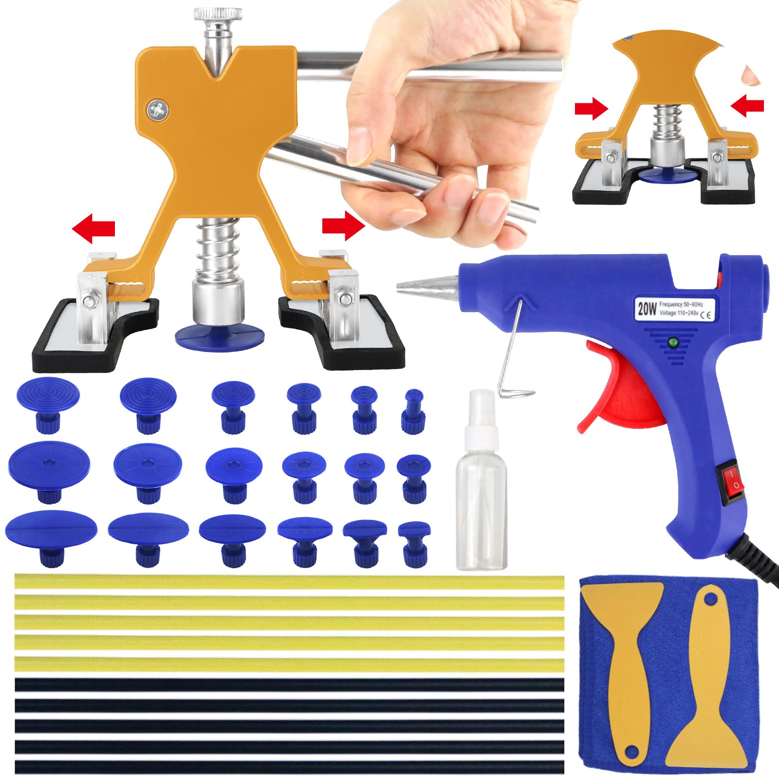 Tosucs Auto Paintless Dellen Reparaturset,Beulen reparaturset Auto,DIY Ausbeulwerkzeug 34 PCS Set Zum Ausbessern von Dellen in Autos Beispiel Hagelschäden an der Karosserie/Tür Tosucs Auto Paintless Dellen Reparaturset,Beulen reparaturset Auto,DIY Ausbeulwerkzeug 34 PCS Set Zum Ausbessern von Dellen in Autos Beispiel Hagelschäden an der Karosserie/Tür von Tosucs