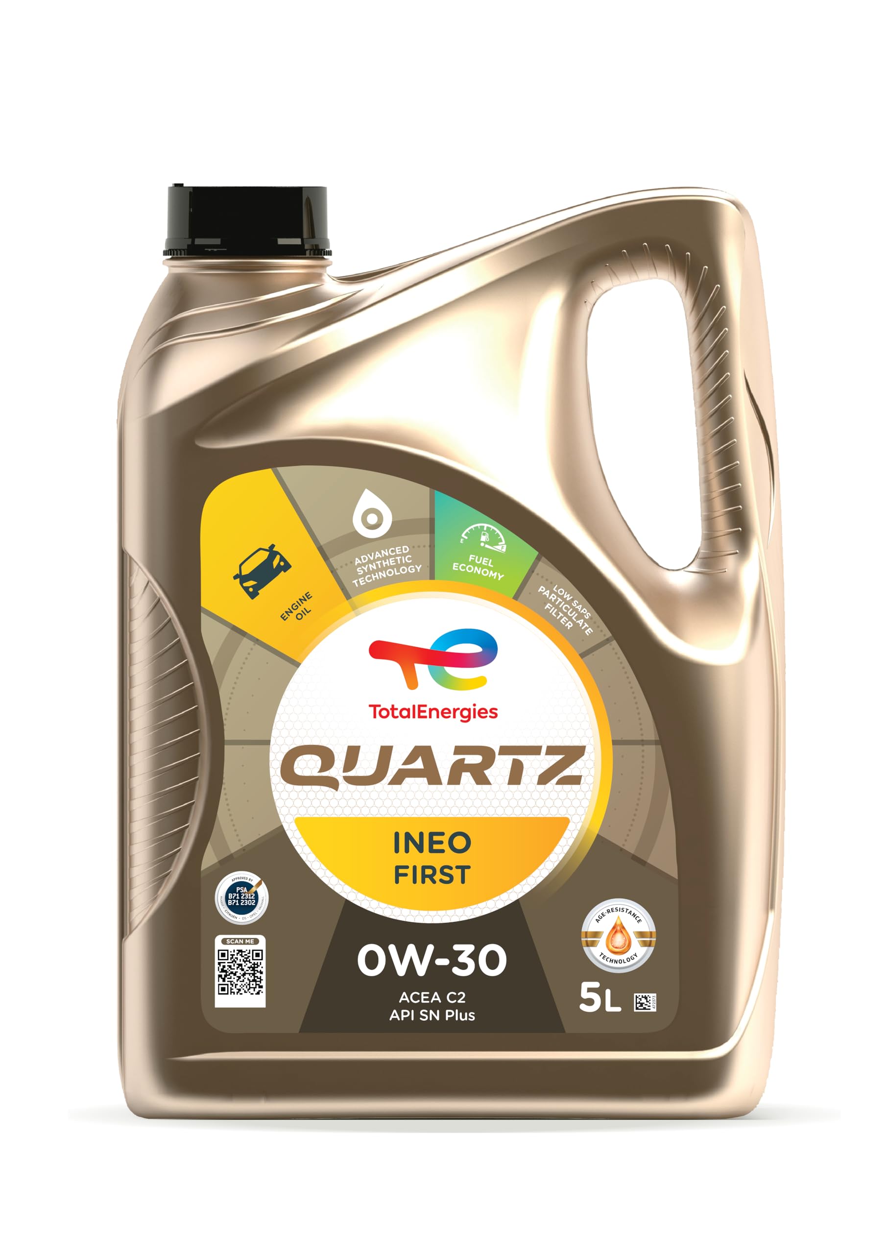 Total 213833 Motoröl, 5 L Quartz Ineo First 0W-30 von TotalEnergies