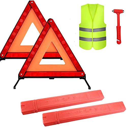 Warndreieck-Set, 4 Stück, faltbar, Sicherheitshammer für Auto, Straßenrand, Notfall mit reflektierender Warndreieck, Sichtbarkeit, Weste, Pannen, Notfälle Warndreieck-Set, 4 Stück, faltbar, Sicherheitshammer für Auto, Straßenrand, Notfall mit reflektierender Warndreieck, Sichtbarkeit, Weste, Pannen, Notfälle von TourKing
