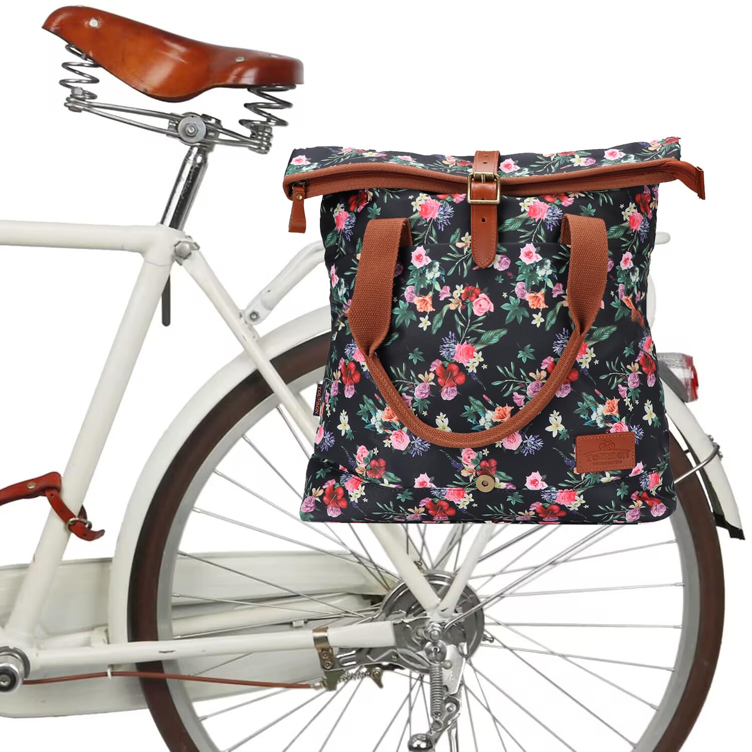 Tourbn TOURBON Damen Fahrradtasche Shopper Wasserdicht Segeltuch Fahrradtaschen für Heckträger Handtasche für Radfahren Reisen von Tourbn