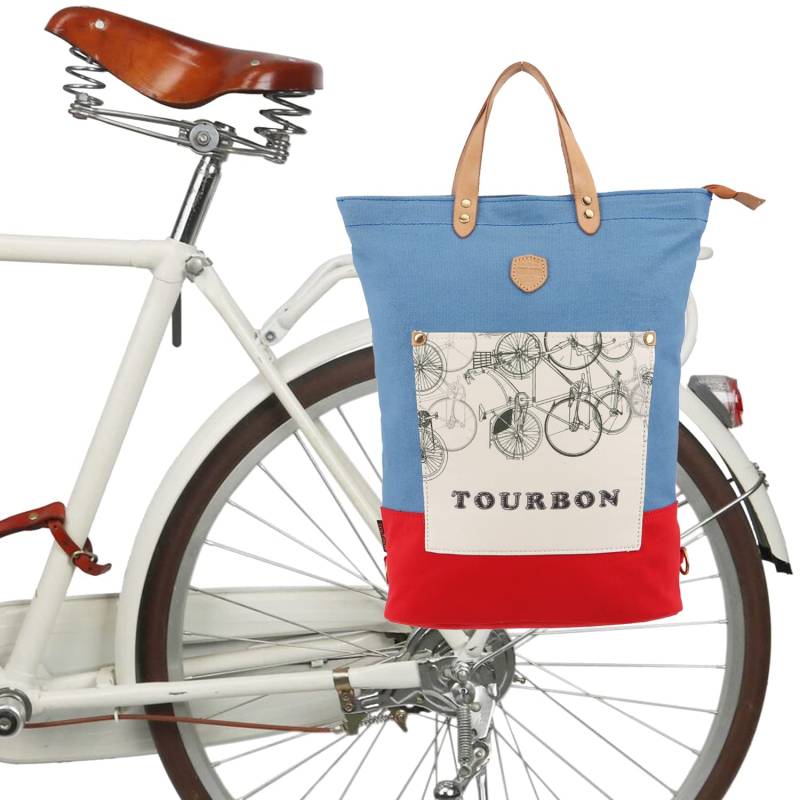 TOURBON Damen Schultertasche Tragetasche Mode Fahrrad Gepäcktasche Laptop Rucksack Fahrrad Hinterradträger Handtasche, blau von Tourbn