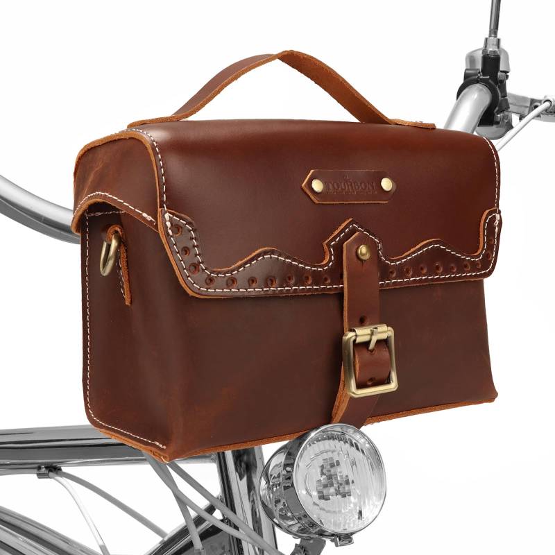 Tourbn TOURBON Retro Fahrrad Lenkertasche Echtleder Fahrrad Hinterradsattel Gepäckträger Rahmentasche von Tourbn