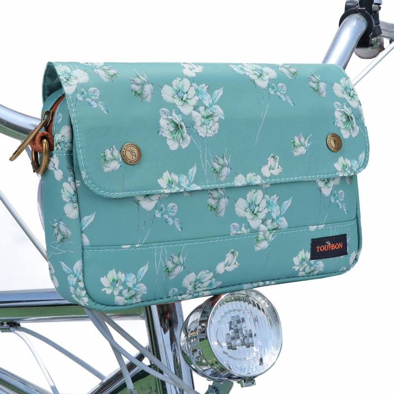 Tourbn TOURBON wasserdichte Segeltuch-Fahrradtaschen Fahrradtasche Lenkertasche Blumenmuster von Tourbn