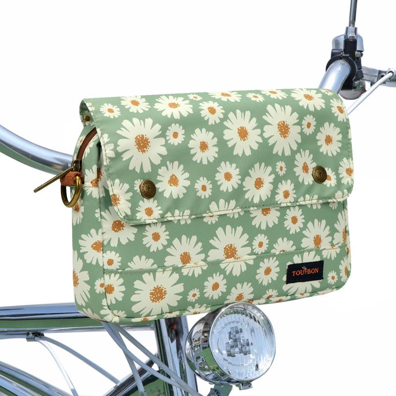 Tourbn TOURBON wasserdichte Segeltuch-Fahrradtaschen Fahrradtasche Lenkertasche Blumenmuster von Tourbn