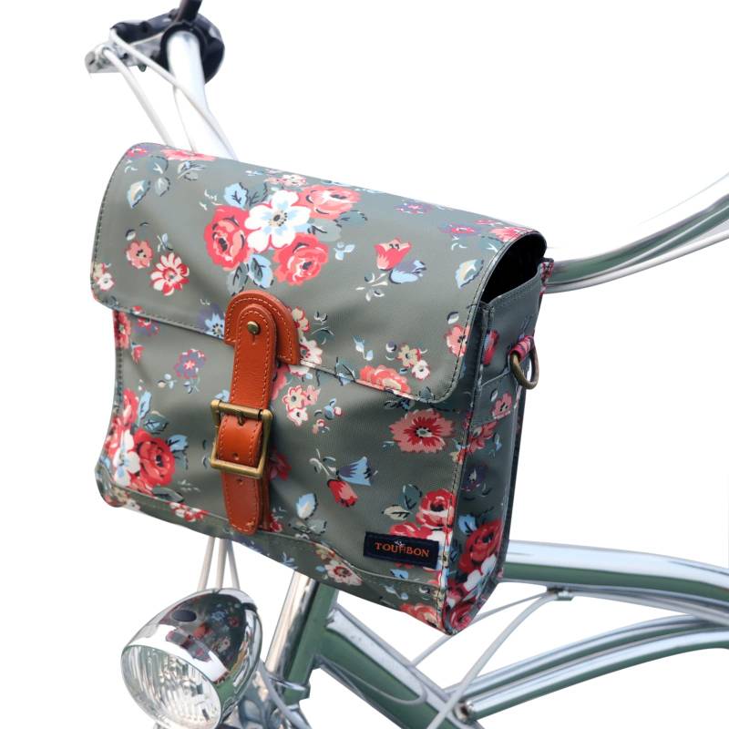 Tourbn Canvas Radfahren Fahrrad Lenker Tasche Fahrrad Schulter Aufbewahrungstasche (Blumenmuster) von Tourbn